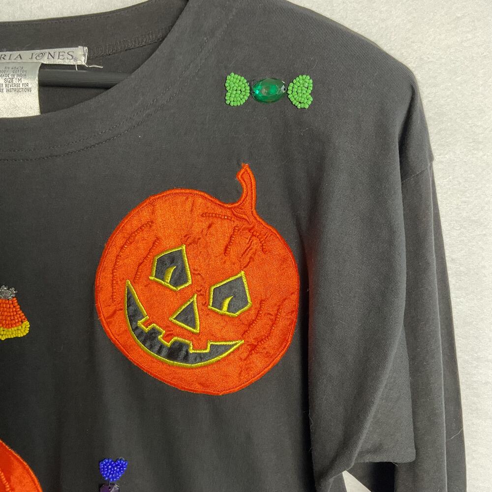 Victoria Jones Womens Hand Beaded Vintage Style Halloween Sweater Black Medium - Picture 4 of 9